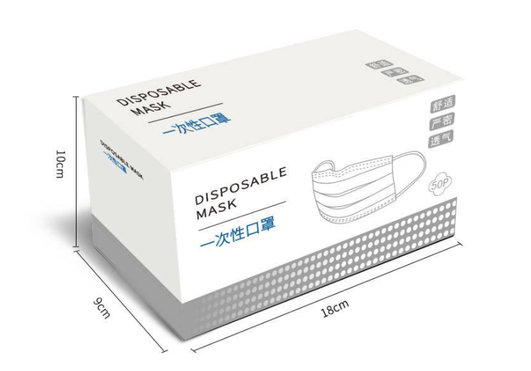 口罩包裝盒印刷 包裝尺寸圖